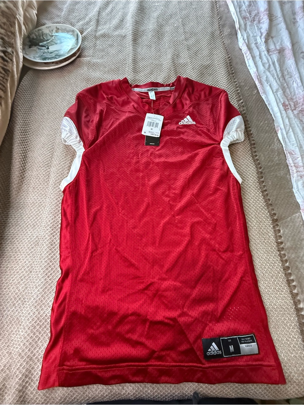 NWT Adidas Red & White Football Jersey Pres Cov 2.0 Size Medium